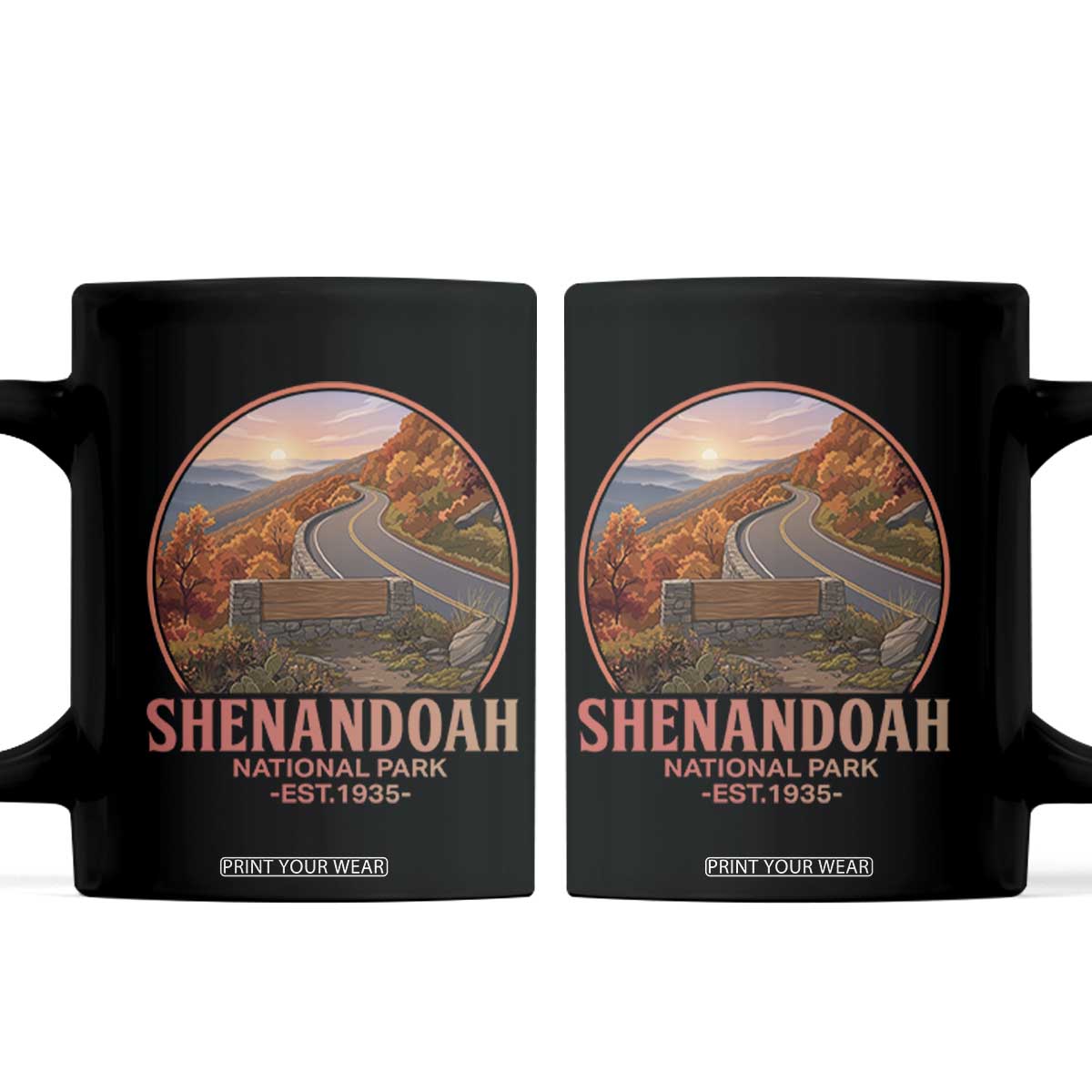 Shenandoah National Park Coffee Mug Vintage Virginia Mountain Landscape TS14 Black Print Your Wear