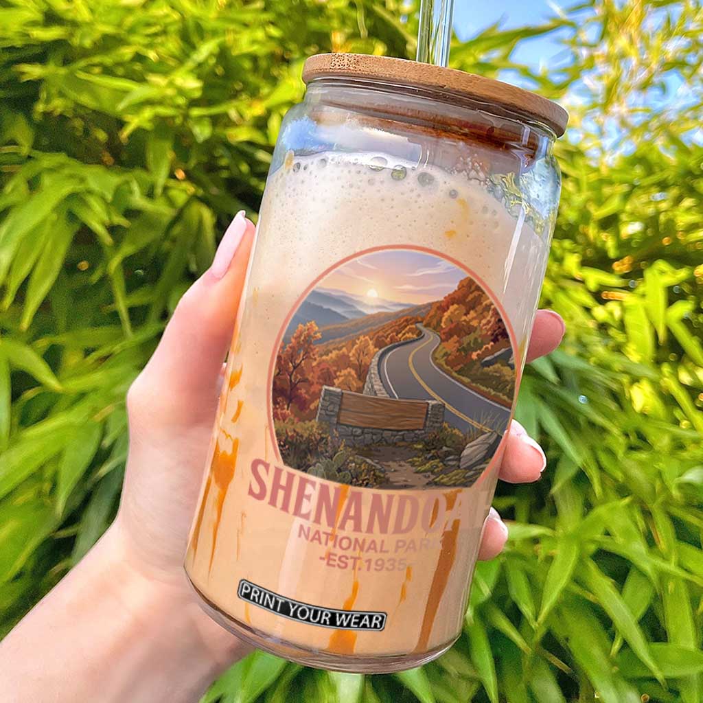 Shenandoah National Park Glass Can Vintage Virginia Mountain Landscape TS14 Black Print Your Wear