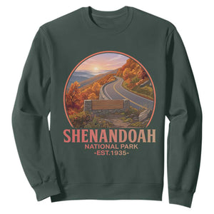 Shenandoah National Park Sweatshirt Vintage Virginia Mountain Landscape TS14 Dark Forest Green Print Your Wear
