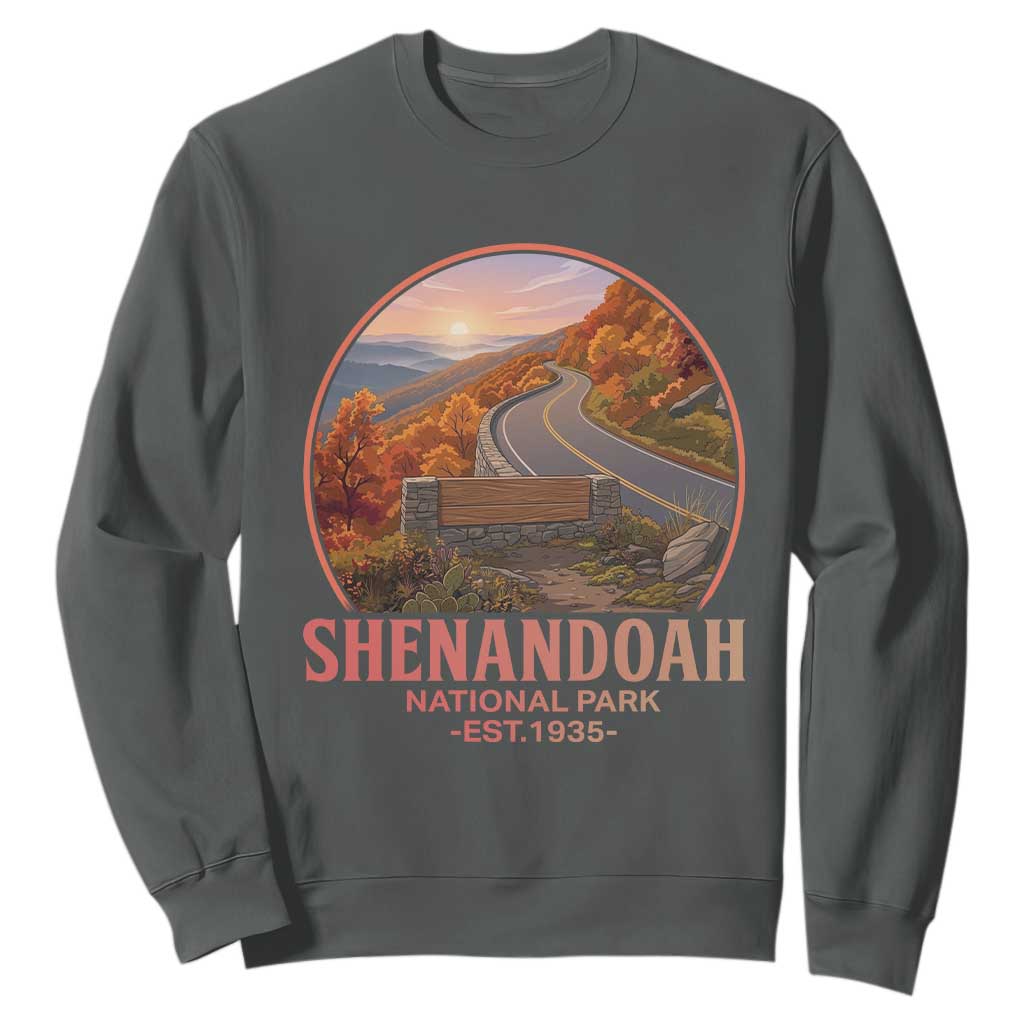 Shenandoah National Park Sweatshirt Vintage Virginia Mountain Landscape TS14 Dark Heather Print Your Wear