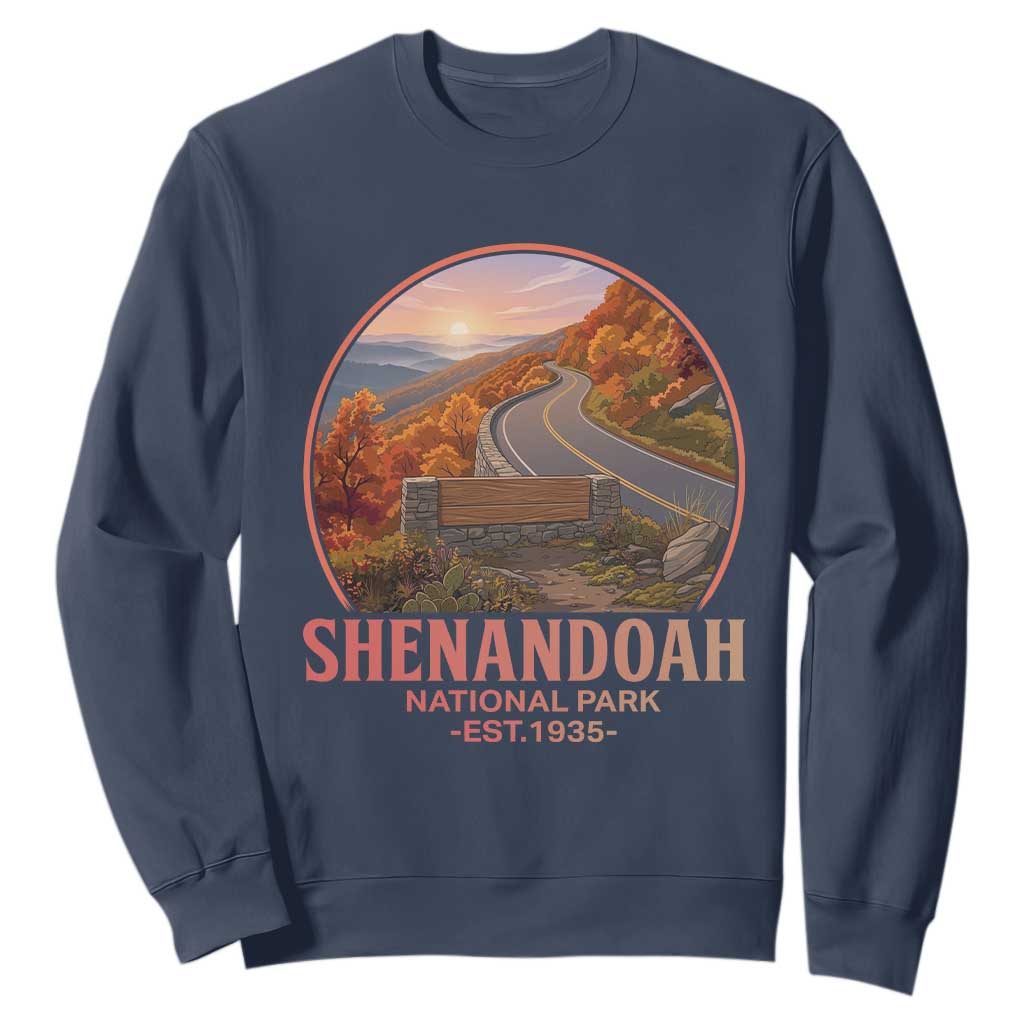 Shenandoah National Park Sweatshirt Vintage Virginia Mountain Landscape TS14 Navy Print Your Wear