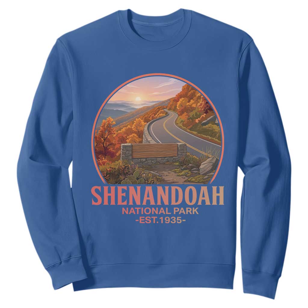Shenandoah National Park Sweatshirt Vintage Virginia Mountain Landscape TS14 Royal Blue Print Your Wear