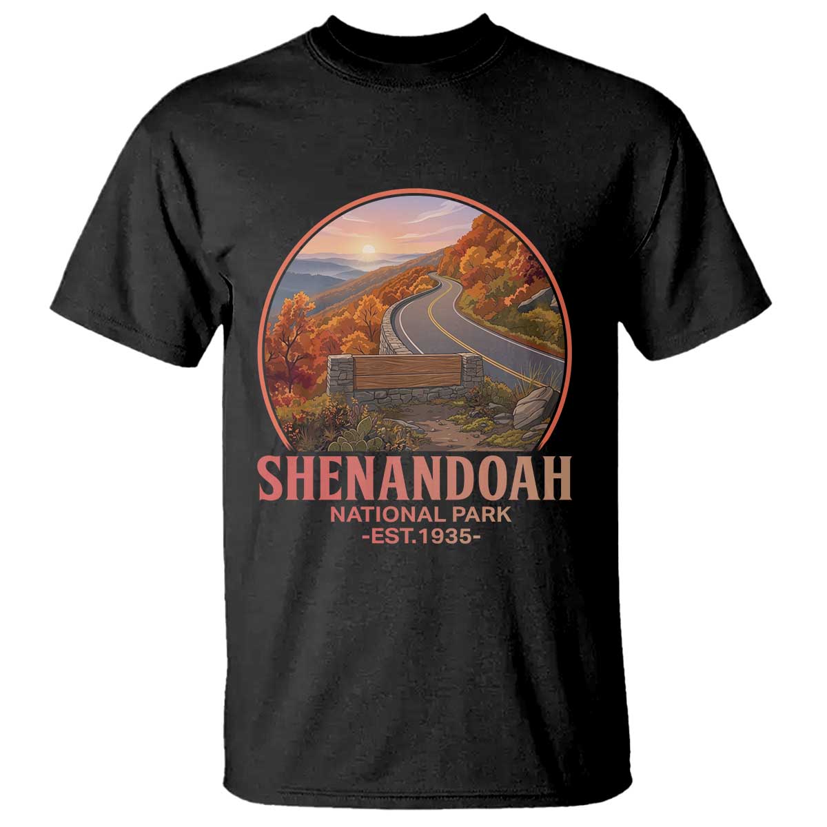 Shenandoah National Park T Shirt Vintage Virginia Mountain Landscape TS14 Black Print Your Wear