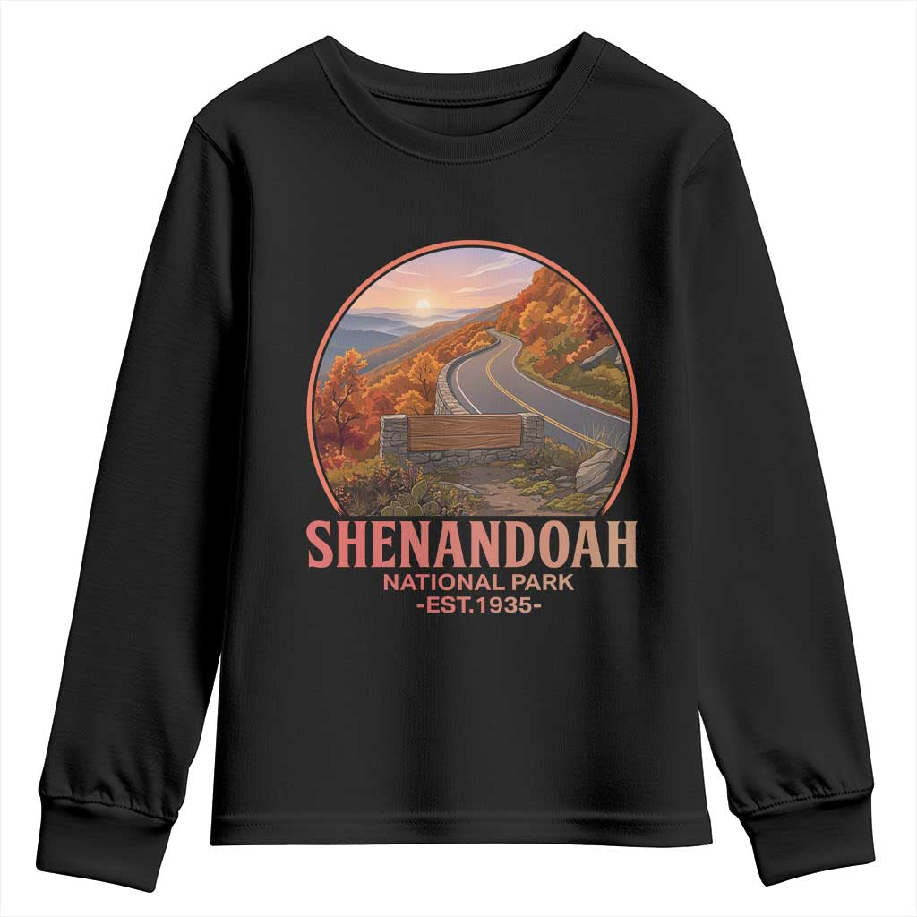 Shenandoah National Park Youth Sweatshirt Vintage Virginia Mountain Landscape TS14 Black Print Your Wear