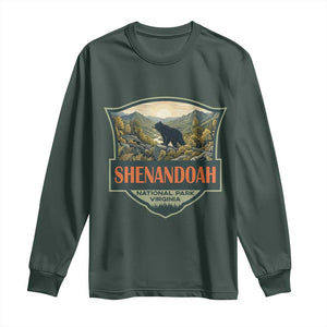 Shenandoah National Park Long Sleeve Shirt Virginia Black Bear Mountain TS14 Dark Forest Green Print Your Wear