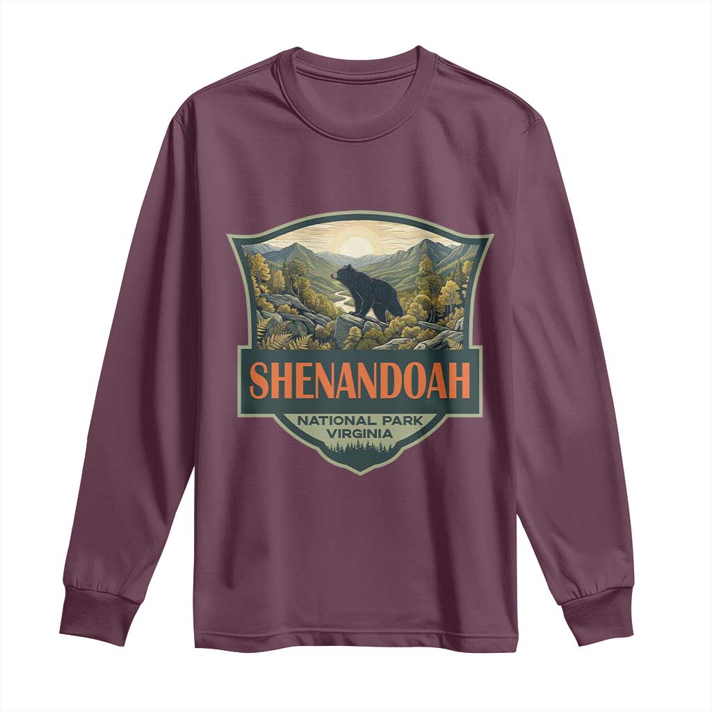 Shenandoah National Park Long Sleeve Shirt Virginia Black Bear Mountain TS14 Maroon Print Your Wear