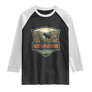 Shenandoah National Park Raglan Shirt Virginia Black Bear Mountain TS14 Black White Print Your Wear