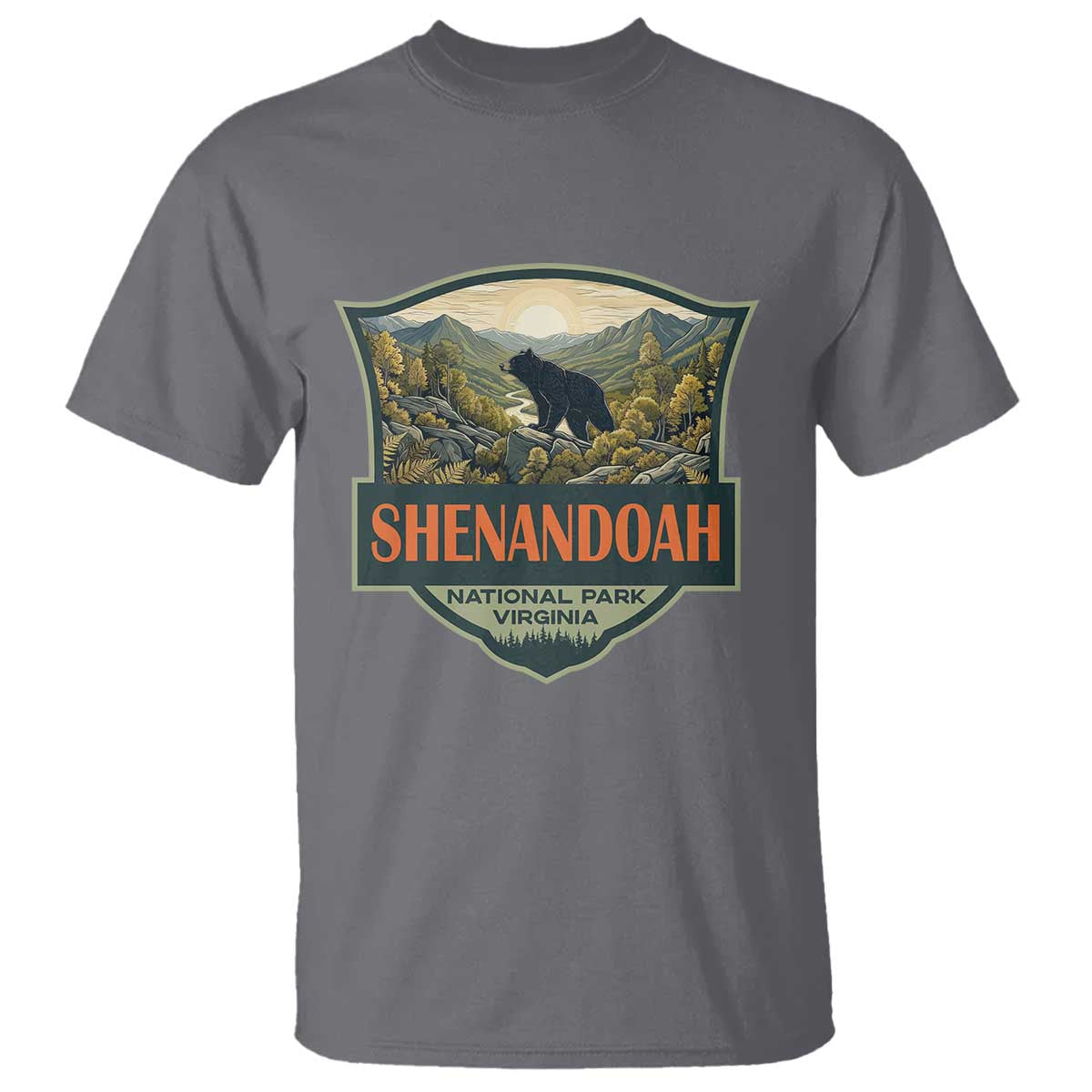 Shenandoah National Park T Shirt Virginia Black Bear Mountain TS14 Charcoal Print Your Wear