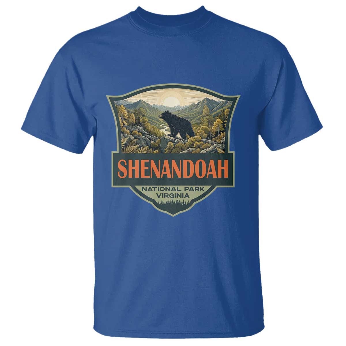 Shenandoah National Park T Shirt Virginia Black Bear Mountain TS14 Royal Blue Print Your Wear