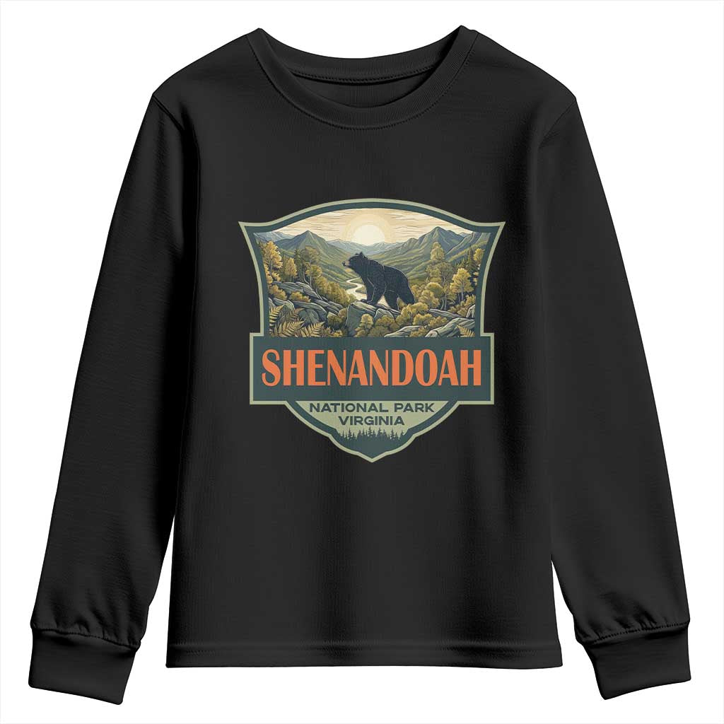 Shenandoah National Park Youth Sweatshirt Virginia Black Bear Mountain TS14 Black Print Your Wear