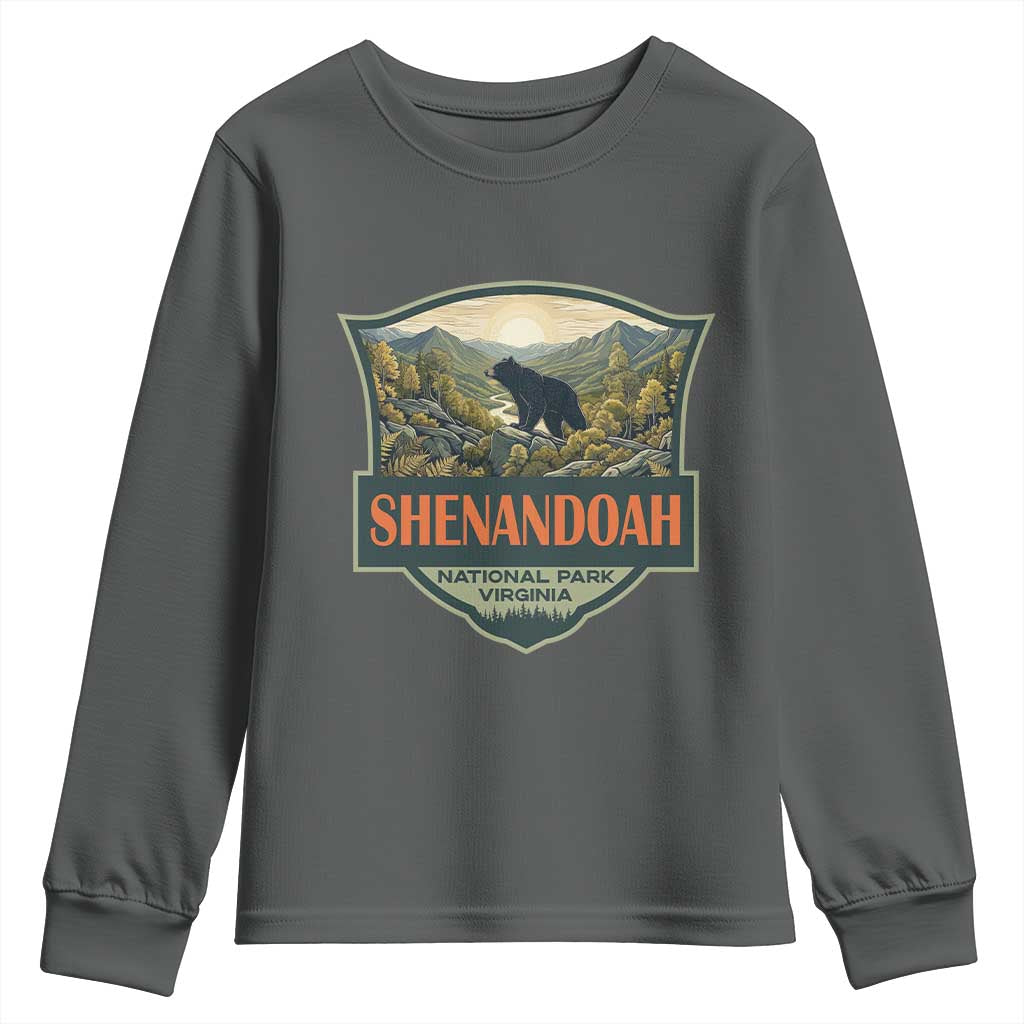 Shenandoah National Park Youth Sweatshirt Virginia Black Bear Mountain TS14 Dark Heather Print Your Wear