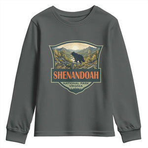 Shenandoah National Park Youth Sweatshirt Virginia Black Bear Mountain TS14 Dark Heather Print Your Wear