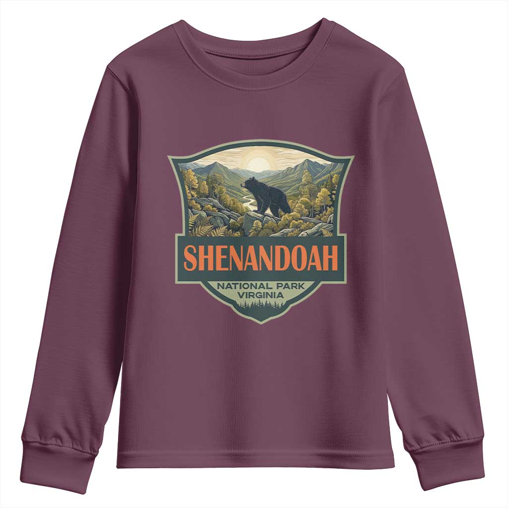 Shenandoah National Park Youth Sweatshirt Virginia Black Bear Mountain TS14 Maroon Print Your Wear
