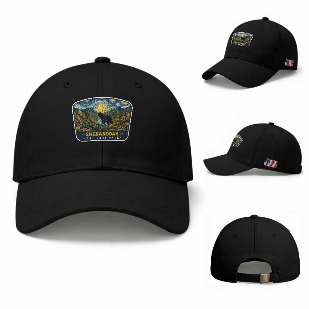 Shenandoah National Park Baseball Cap Starry Night Virginia Bear Mountain TS14 Baseball Cap Universal Fit Black Print Your Wear