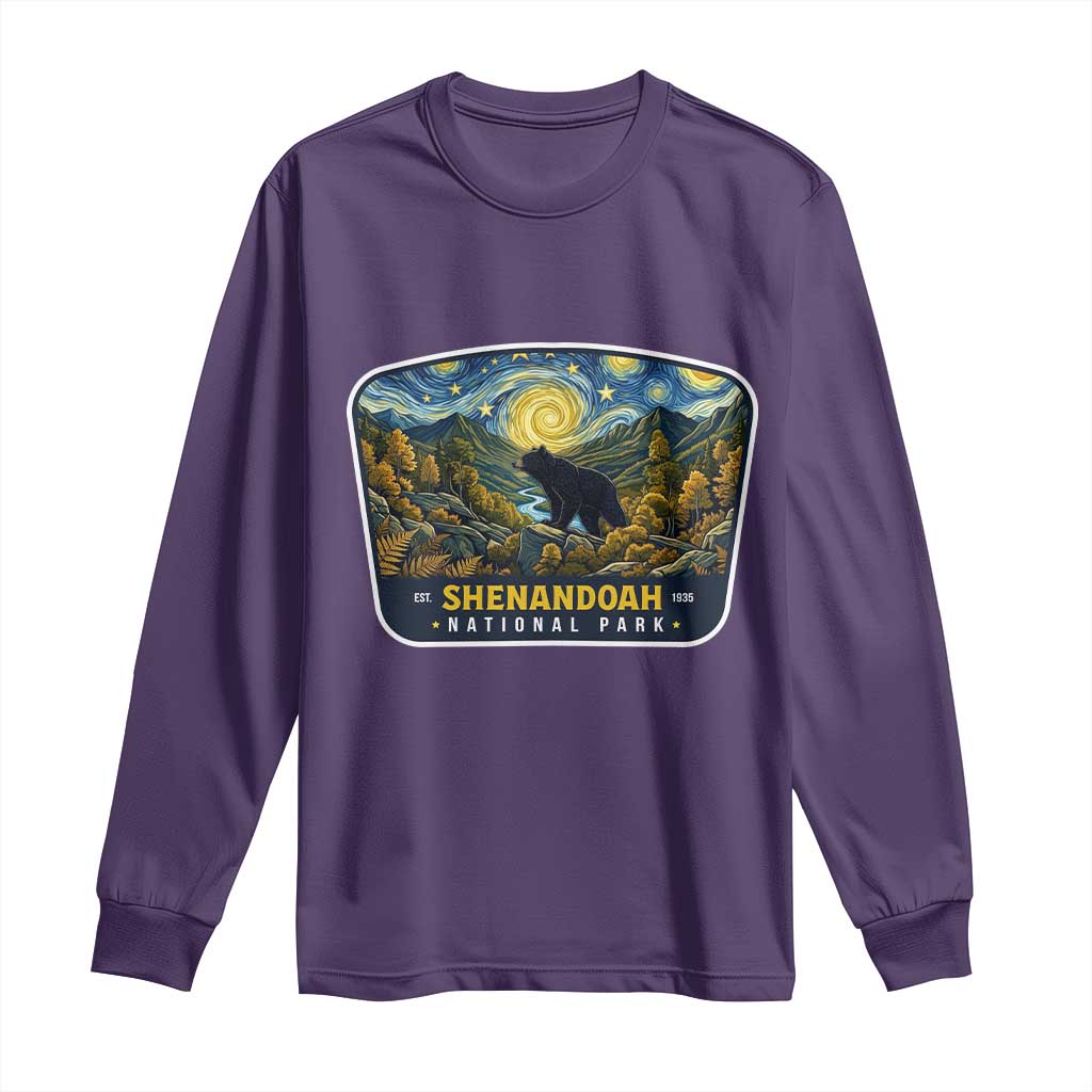 Shenandoah National Park Long Sleeve Shirt Starry Night Virginia Bear Mountain TS14 Purple Print Your Wear
