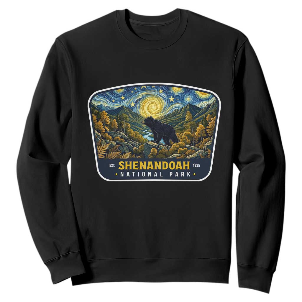 Shenandoah National Park Sweatshirt Starry Night Virginia Bear Mountain TS14 Black Print Your Wear