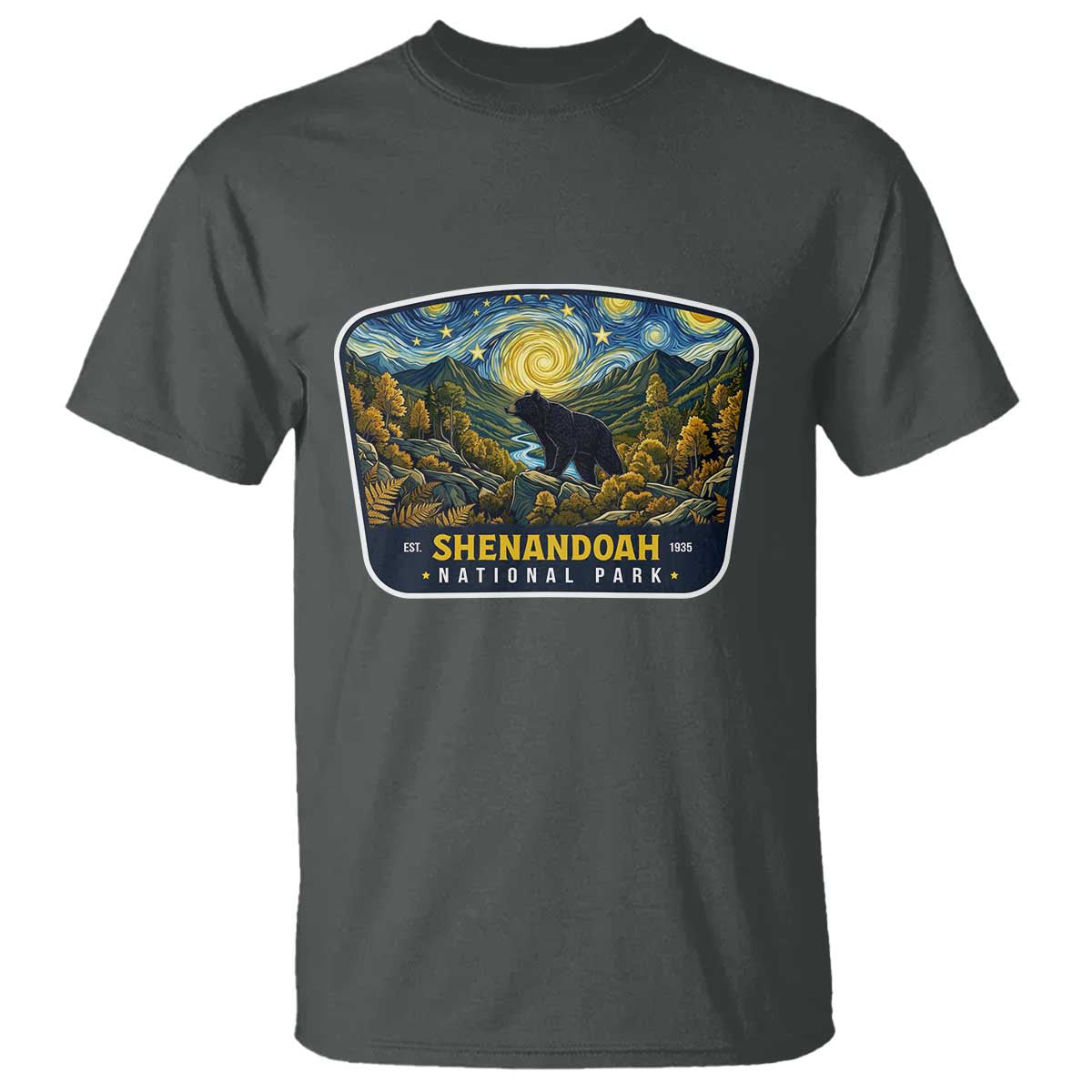 Shenandoah National Park T Shirt Starry Night Virginia Bear Mountain TS14 Dark Heather Print Your Wear