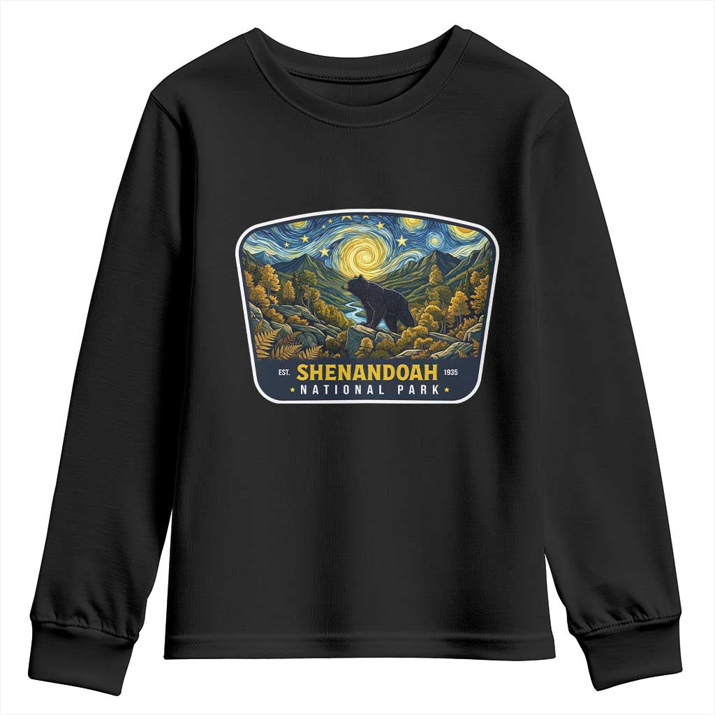 Shenandoah National Park Youth Sweatshirt Starry Night Virginia Bear Mountain TS14 Black Print Your Wear