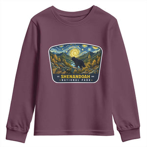 Shenandoah National Park Youth Sweatshirt Starry Night Virginia Bear Mountain TS14 Maroon Print Your Wear