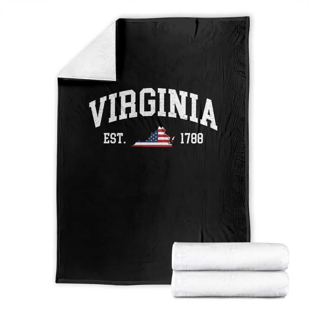 Virginia American Flag Map Throw Blanket State Travel Souvenir TS14 Black Print Your Wear