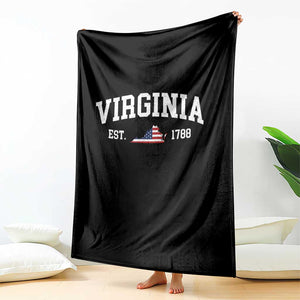 Virginia American Flag Map Throw Blanket State Travel Souvenir TS14 Print Your Wear