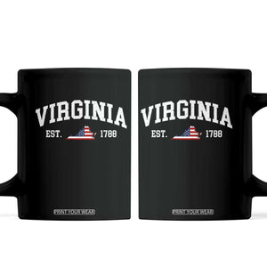 Virginia American Flag Map Coffee Mug State Travel Souvenir TS14 Black Print Your Wear