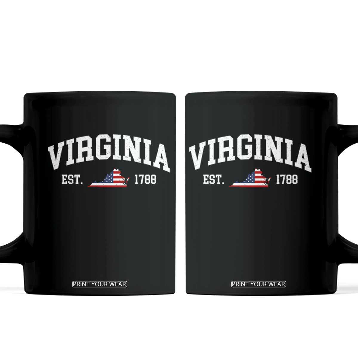 Virginia American Flag Map Coffee Mug State Travel Souvenir TS14 Black Print Your Wear