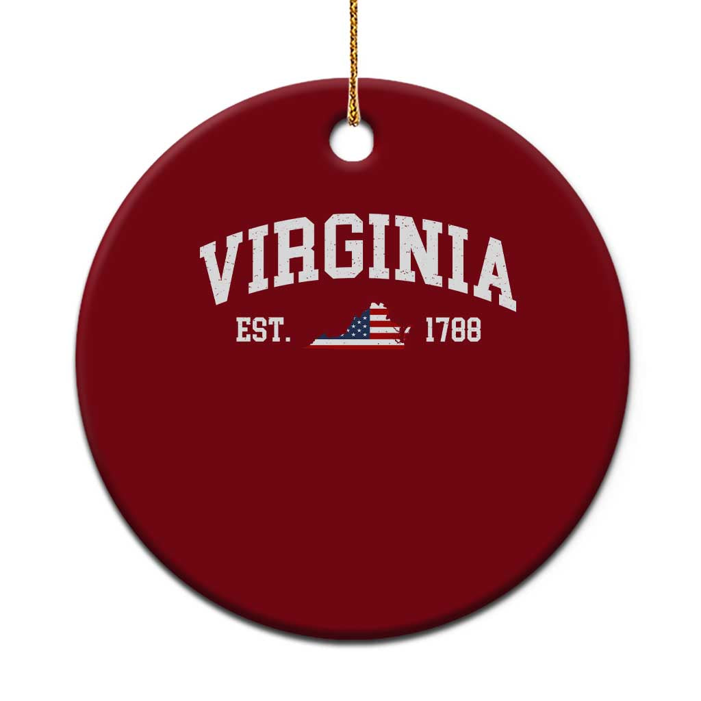 Virginia American Flag Map Ceramic Ornament State Travel Souvenir TS14 1pc Red Print Your Wear