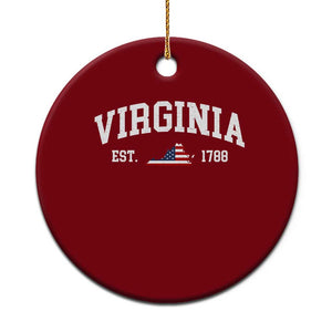 Virginia American Flag Map Ceramic Ornament State Travel Souvenir TS14 1pc Red Print Your Wear