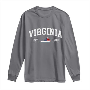 Virginia American Flag Map Long Sleeve Shirt State Travel Souvenir TS14 Charcoal Print Your Wear
