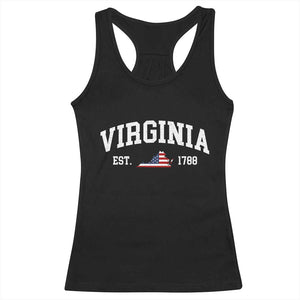 Virginia American Flag Map Racerback Tank Top State Travel Souvenir TS14 Black Print Your Wear