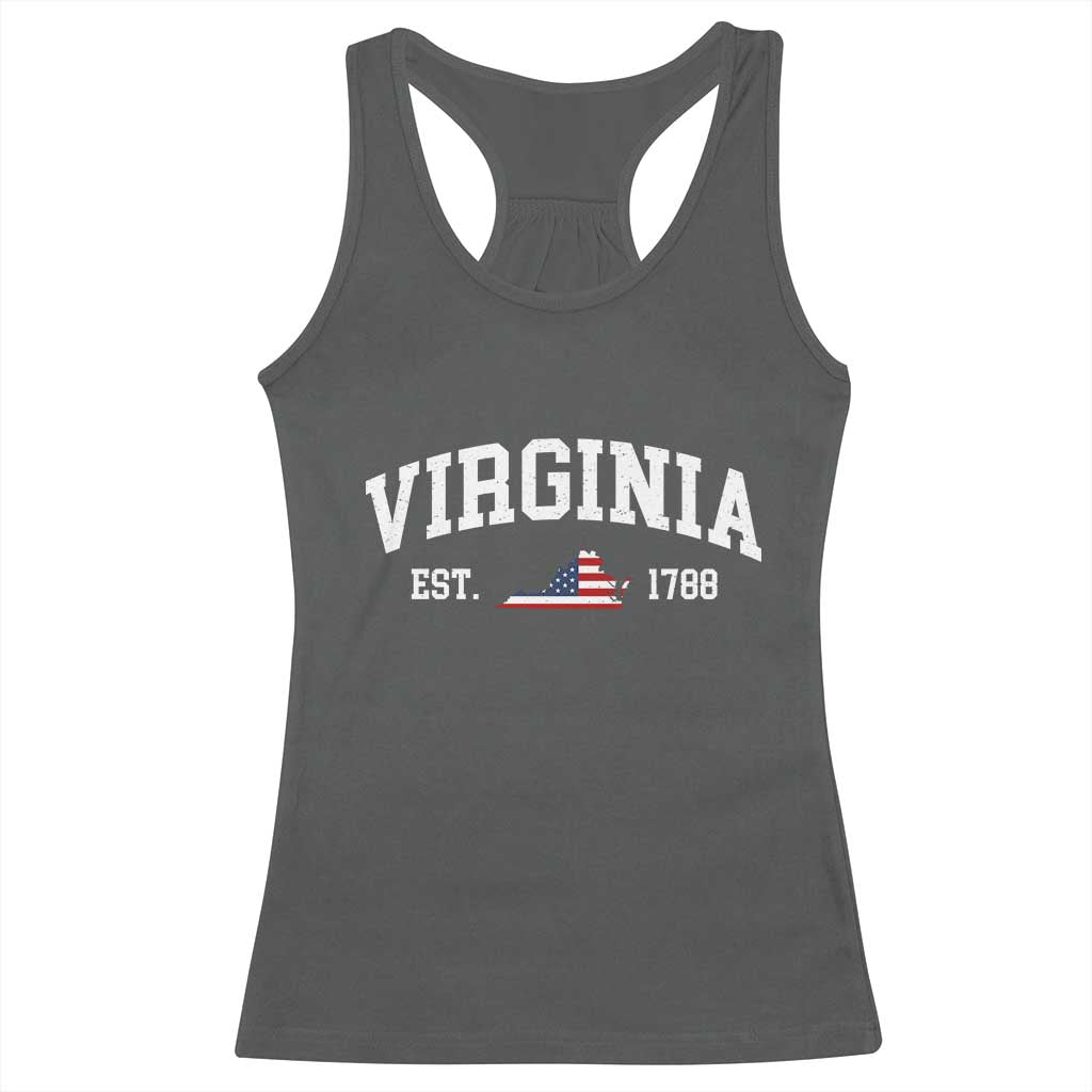 Virginia American Flag Map Racerback Tank Top State Travel Souvenir TS14 Dark Heather Print Your Wear