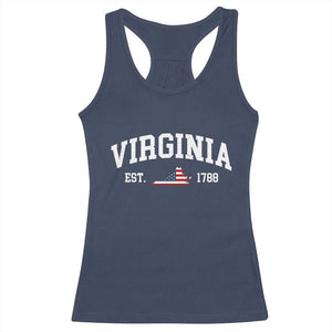 Virginia American Flag Map Racerback Tank Top State Travel Souvenir TS14 Navy Print Your Wear