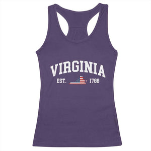 Virginia American Flag Map Racerback Tank Top State Travel Souvenir TS14 Purple Print Your Wear