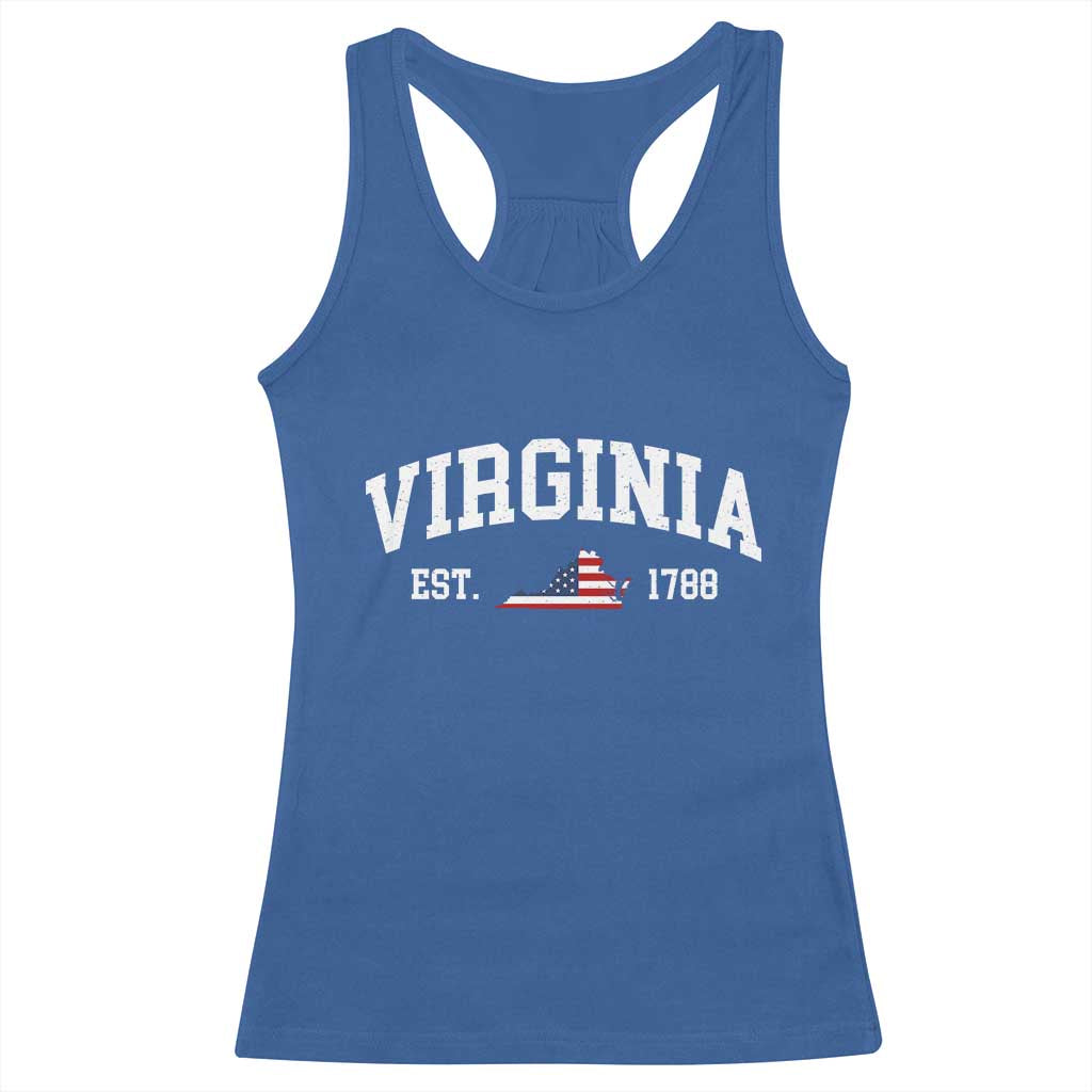 Virginia American Flag Map Racerback Tank Top State Travel Souvenir TS14 Royal Blue Print Your Wear