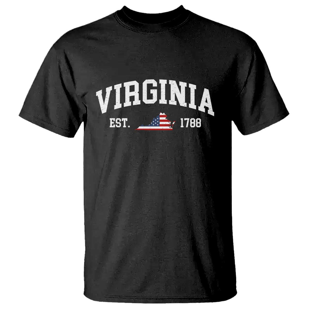 Virginia American Flag Map T Shirt State Travel Souvenir TS14 Black Print Your Wear
