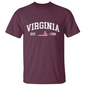 Virginia American Flag Map T Shirt State Travel Souvenir TS14 Maroon Print Your Wear