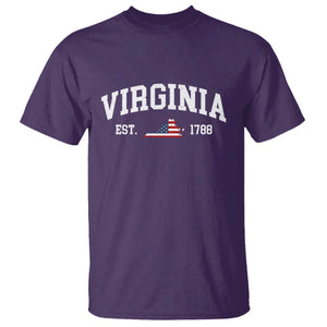 Virginia American Flag Map T Shirt State Travel Souvenir TS14 Purple Print Your Wear