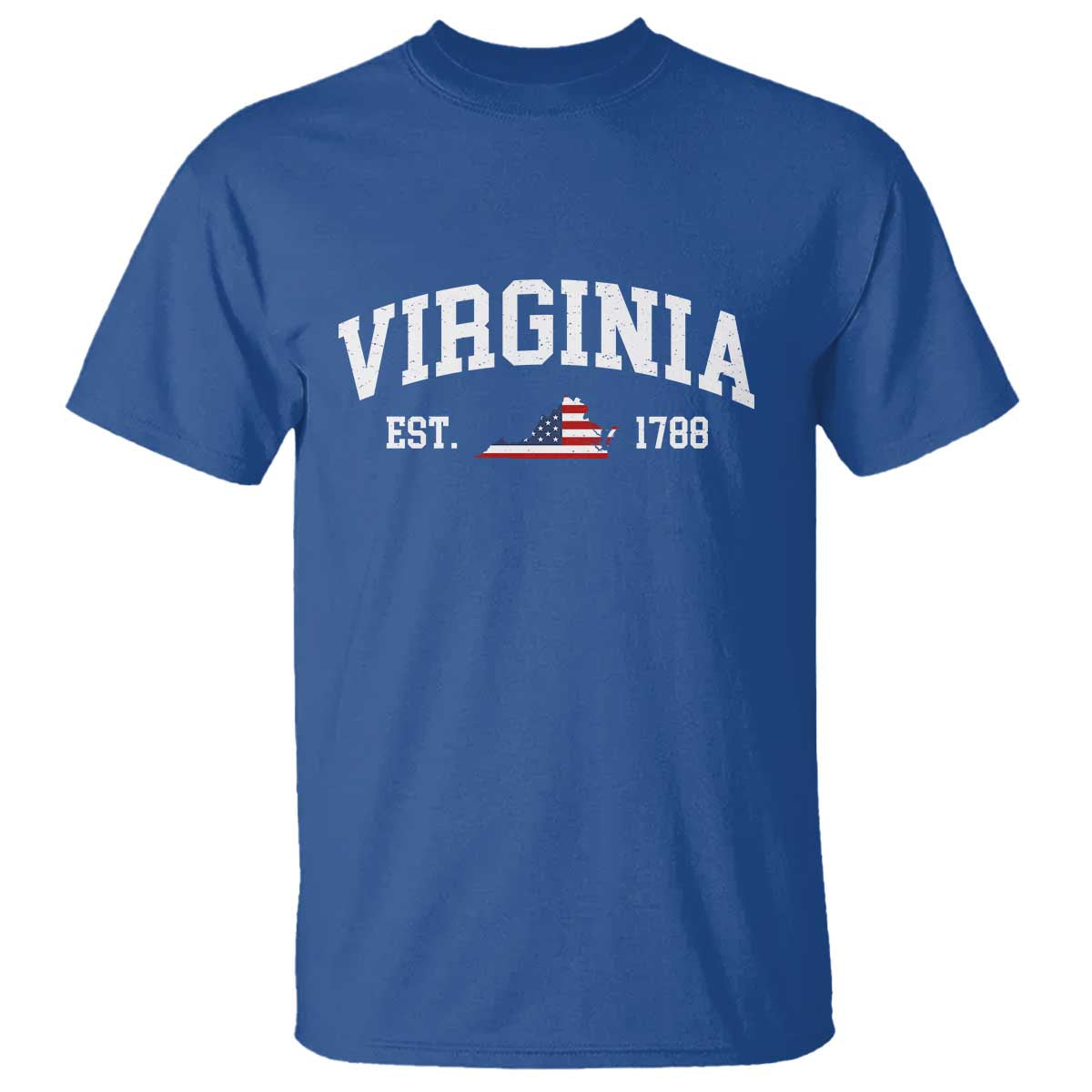 Virginia American Flag Map T Shirt State Travel Souvenir TS14 Royal Blue Print Your Wear