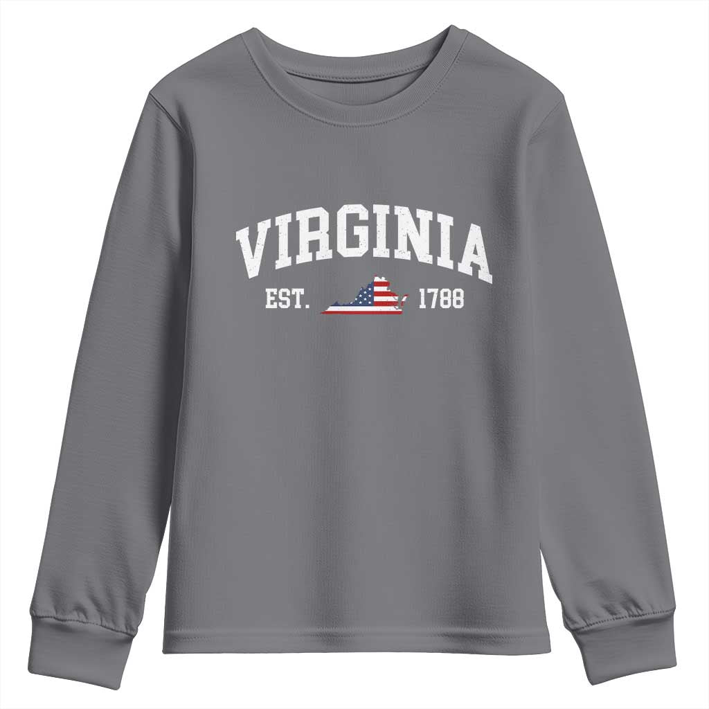 Virginia American Flag Map Youth Sweatshirt State Travel Souvenir TS14 Charcoal Print Your Wear