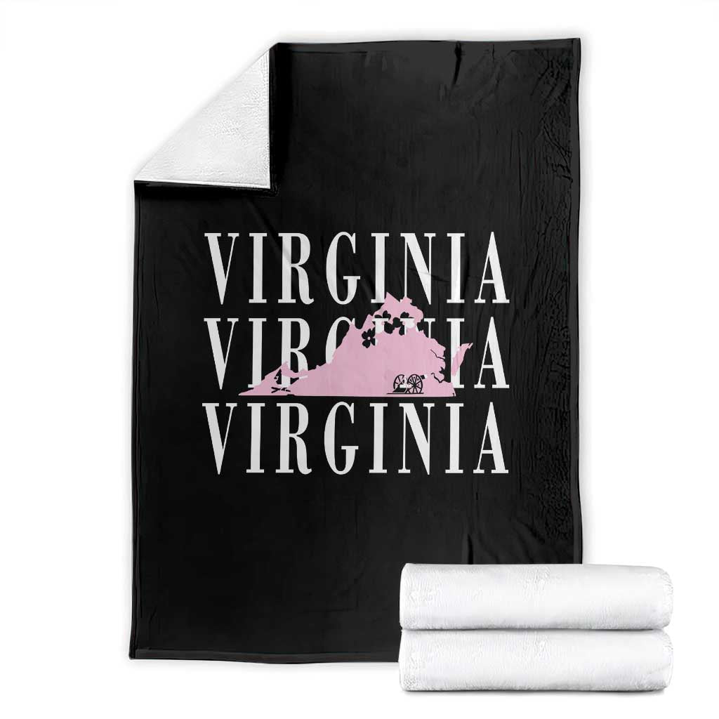 Virginia State Map Throw Blanket East Coast State Pride Travel Gift TS14 Black Print Your Wear