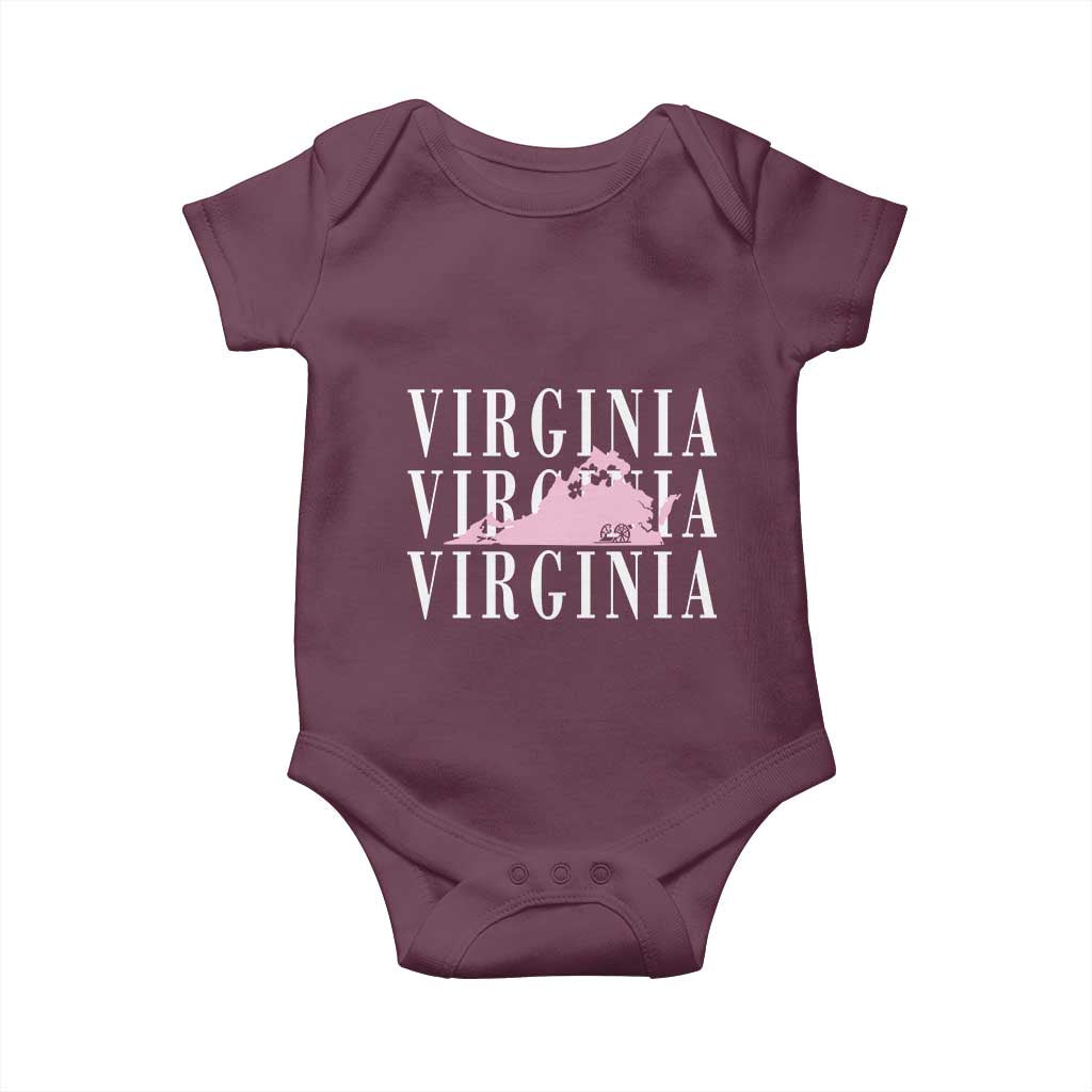 Virginia State Map Baby Onesie East Coast State Pride Travel Gift TS14 Maroon Print Your Wear