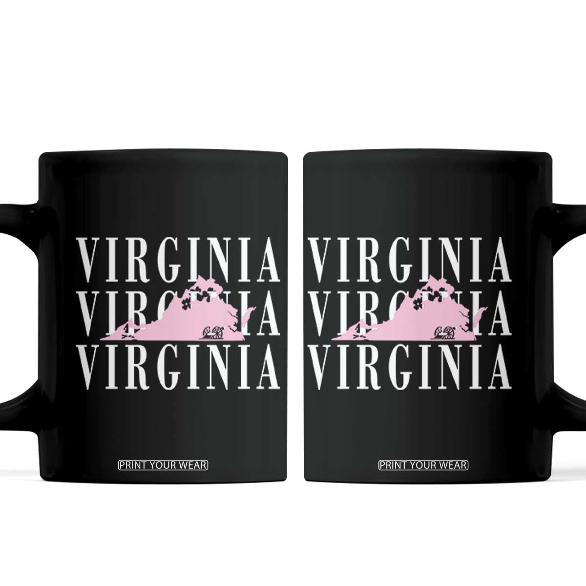 Virginia State Map Coffee Mug East Coast State Pride Travel Gift TS14 Black Print Your Wear