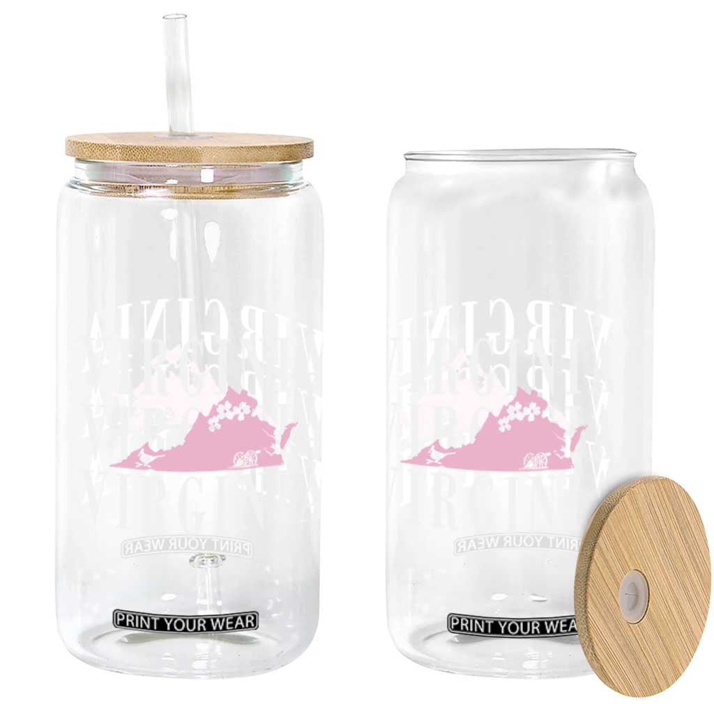Virginia State Map Glass Can East Coast State Pride Travel Gift TS14 Print Your Wear