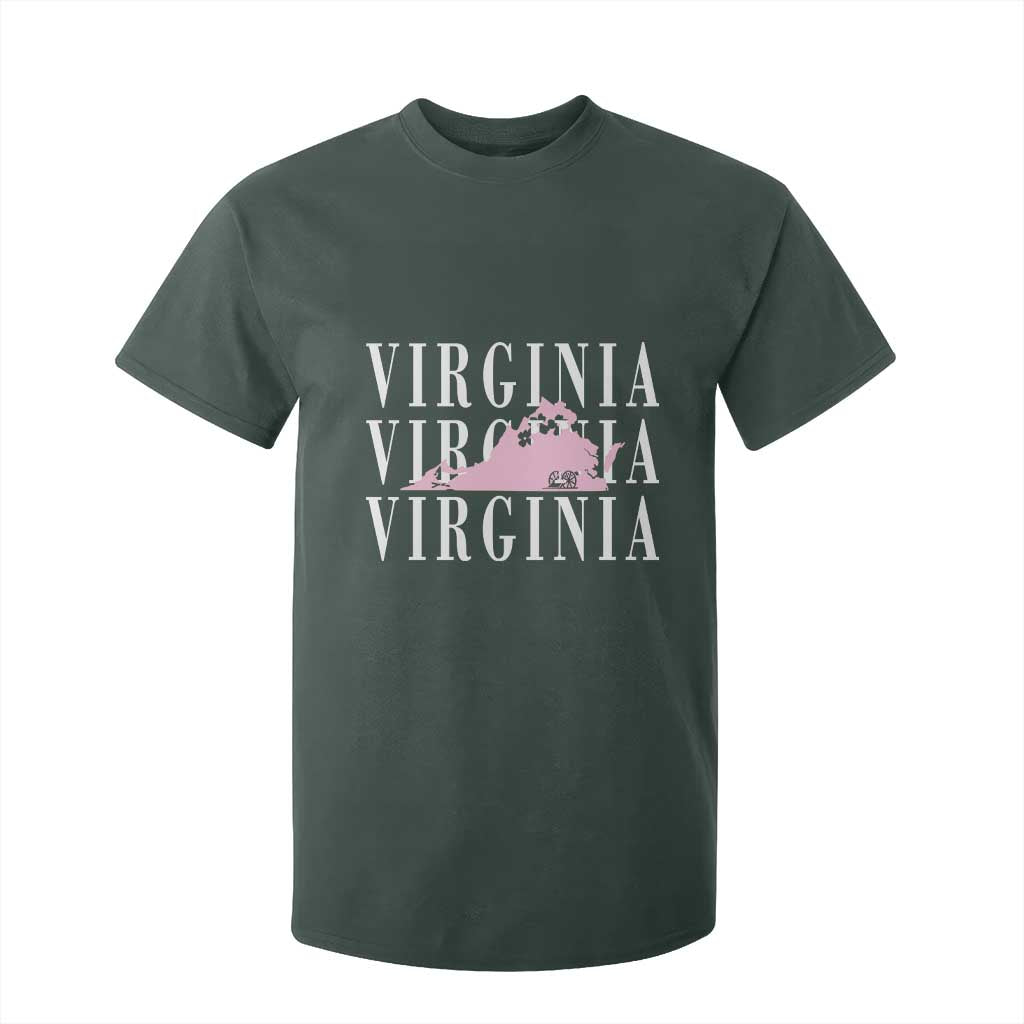 Virginia State Map T Shirt For Kid East Coast State Pride Travel Gift TS14 Dark Forest Green Print Your Wear