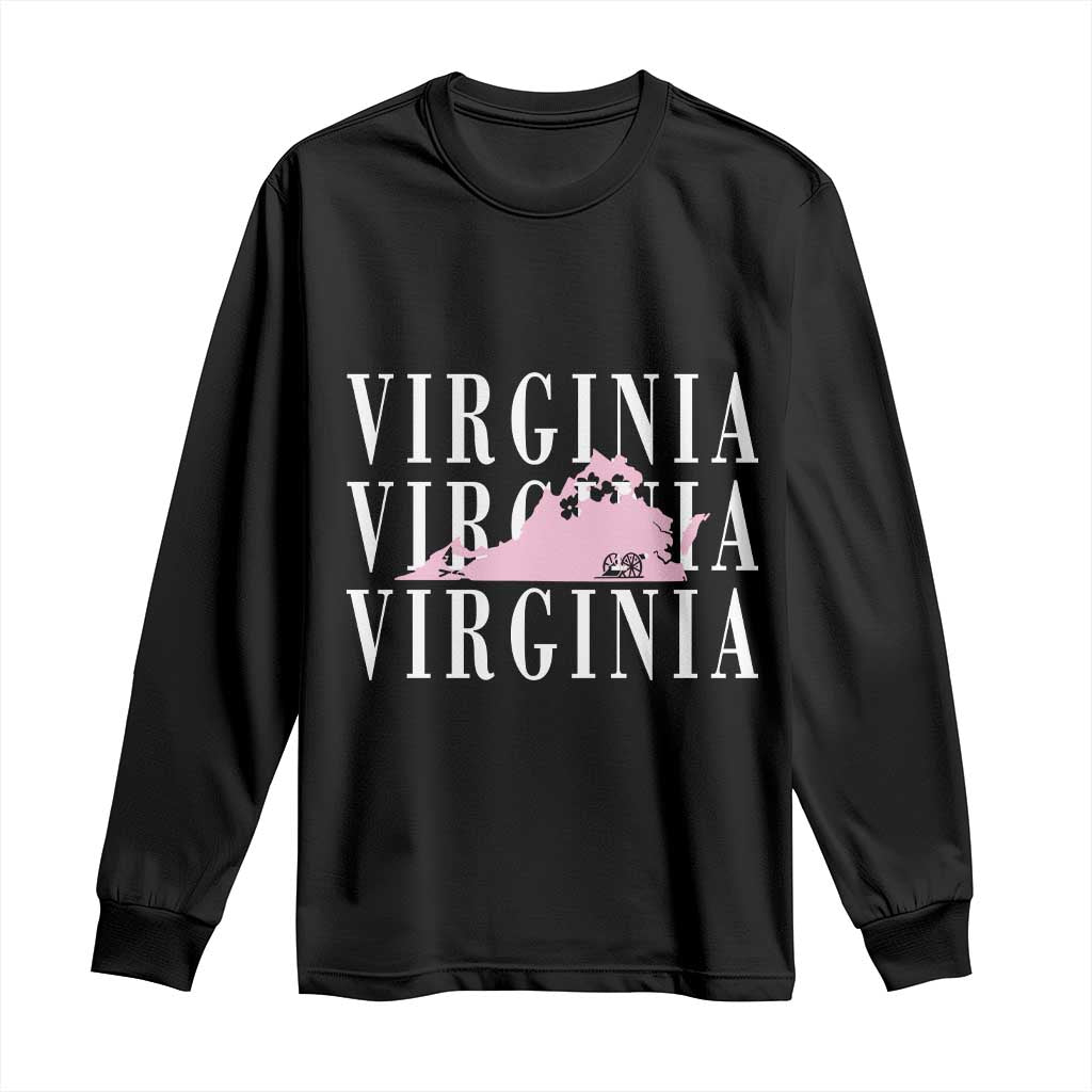 Virginia State Map Long Sleeve Shirt East Coast State Pride Travel Gift TS14 Black Print Your Wear