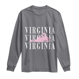 Virginia State Map Long Sleeve Shirt East Coast State Pride Travel Gift TS14 Charcoal Print Your Wear