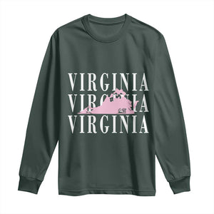 Virginia State Map Long Sleeve Shirt East Coast State Pride Travel Gift TS14 Dark Forest Green Print Your Wear