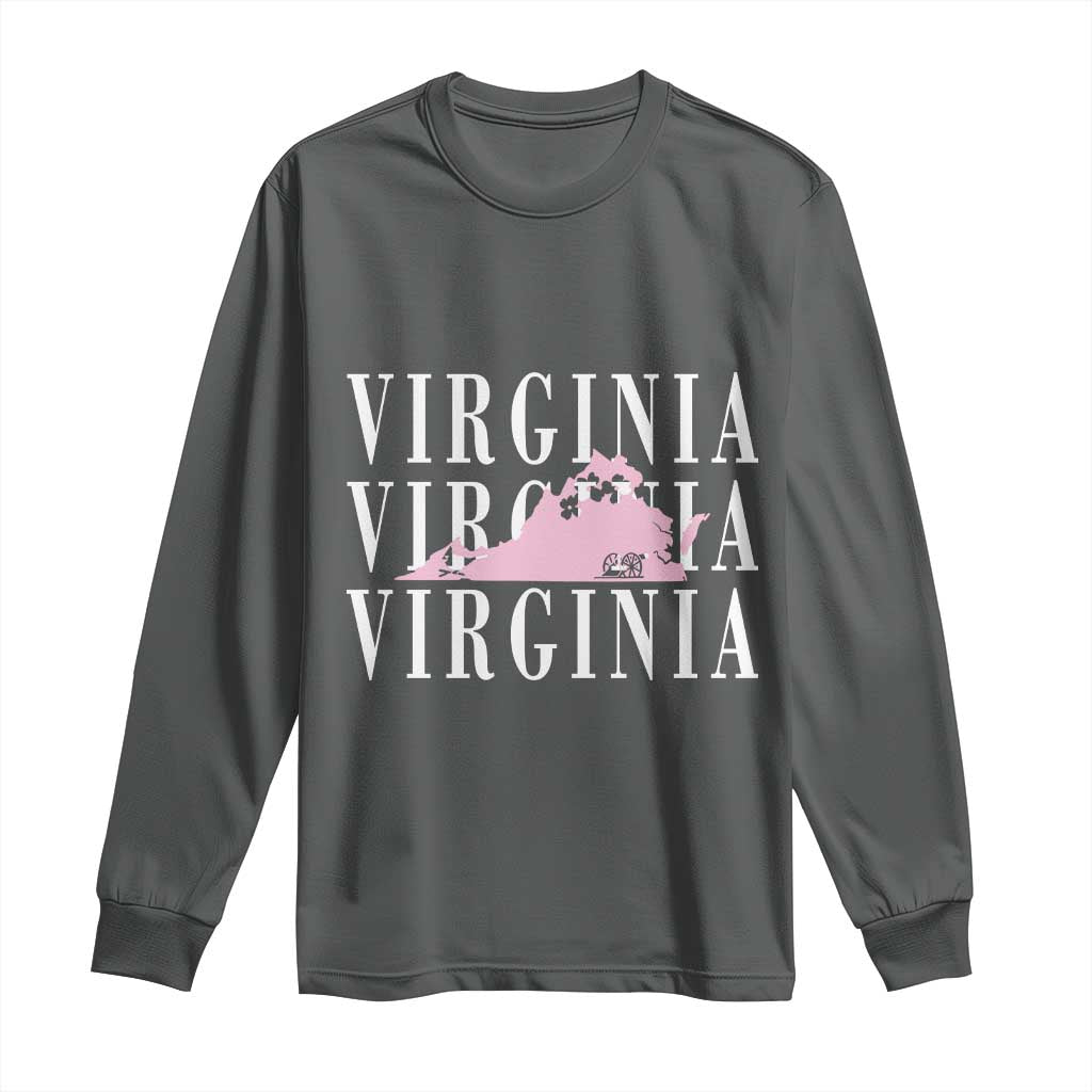 Virginia State Map Long Sleeve Shirt East Coast State Pride Travel Gift TS14 Dark Heather Print Your Wear