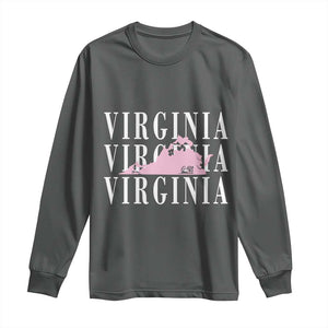 Virginia State Map Long Sleeve Shirt East Coast State Pride Travel Gift TS14 Dark Heather Print Your Wear